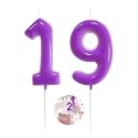 Purple Birthday Number 19 Candles Happy Birthday Cake Topper Number Candles for Birthday Party Decorations Wedding Anniversary Celebration Party Supplies