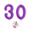 Purple Birthday Number 30 Candles Happy Birthday Cake Topper Number Candles for Birthday Party Decorations Wedding Anniversary Celebration Party Supplies
