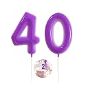 Purple Birthday Number 40 Candles Happy Birthday Cake Topper Number Candles for Birthday Party Decorations Wedding Anniversary Celebration Party Supplies