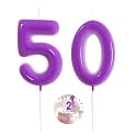 Purple Birthday Number 50 Candles Happy Birthday Cake Topper Number Candles for Birthday Party Decorations Wedding Anniversary Celebration Party Supplies