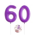 Purple Birthday Number 60 Candles Happy Birthday Cake Topper Number Candles for Birthday Party Decorations Wedding Anniversary Celebration Party Supplies