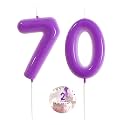 Purple Birthday Number 70 Candles Happy Birthday Cake Topper Number Candles for Birthday Party Decorations Wedding Anniversary Celebration Party Supplies