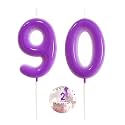 Purple Birthday Number 90 Candles Happy Birthday Cake Topper Number Candles for Birthday Party Decorations Wedding Anniversary Celebration Party Supplies