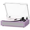 Purple Bluetooth Record Player, 3-Speed Belt Drive Turntable
