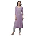 Purple Embroidered Textured Kurta
