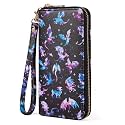 Purple Galaxy Dragon Wallet – Women’s Zip Around Female Wallet with Detachable Strap, Large Capacity Ladies Wallet, Fantasy Dragon Purse