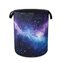 Purple Galaxy Laundry Basket Collapsible Laundry Hamper with Handle, Oxford Clothes Storage Bin for Bathroom Bedroom Room Decor, Gift Basket 16" X 20.8"