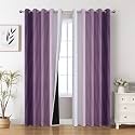 Purple and Greyish White Ombre Blackout Curtains for Bedroom 84 Inches Long