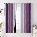 Purple and Greyish White Ombre Blackout Curtains for Bedroom 63 Inches Long
