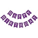 Purple Happy Birthday Banner Sign Happy Birthday Bunting Banner Garland for Kids Girl Woman Birthday Tea Party Decorations Bunting Flag Birthday Party Supplies
