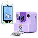 Purple Kids Instant Print Camera +Blue Kids Smart Phone Bundle, Camera with 32GB & 2 Rolls Paper + 3.5" Touchscreen Phone with Dual Cameras, Learning Games, Music, Gifts for Boys & Girls Ages 3–12