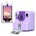 Purple Kids Instant Print Camera +Purple Kids Smart Phone Bundle, Camera with 32GB & 2 Rolls Paper + 3.5" Touchscreen Phone with Dual Cameras, Learning Games, Music, Gifts for Boys & Girls Ages 3–12