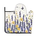 Purple Lavender Oven Mitts and Pot Holders Sets 2 Pack