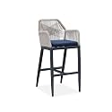 PURPLE LEAF 1 Piece Bar Height Stool with Cushion, Back and Arms, Dark Grey