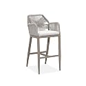 PURPLE LEAF 1 Piece Bar Height Stool with Cushion, Back and Arms, Champagne