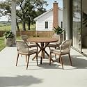 PURPLE LEAF Round Outdoor Dining Set 5 Pieces with Cushion, Deep Teak