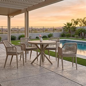 PURPLE LEAF Round Patio Dining Set 5
