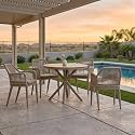PURPLE LEAF Round Patio Dining Set 5 Pieces with Cushion and Arm, Champagne