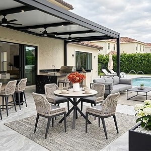 PURPLE LEAF Patio Round Dining Set 5