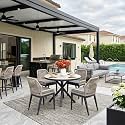 PURPLE LEAF Patio Round Dining Set 5 Pieces with Backs, Beige and Dark Grey
