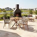 PURPLE LEAF Round Patio Dining Set 5 Pieces with Cushion and Armrests, Teak
