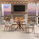 PURPLE LEAF Round Patio Dining Set 5 Pieces with Cushion and Arm, Deep Teak