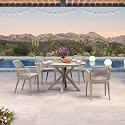 PURPLE LEAF Oversized Patio Round Dining Set 5 Pieces with Arm, Champagne