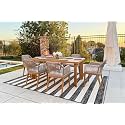 PURPLE LEAF 7 Pieces Patio Dining Set with Cushion and Wicker Armrests Teak