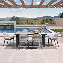PURPLE LEAF Outdoor Dining Set 7 Pieces with Cushion, Beige and Dark Grey