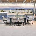 PURPLE LEAF 7 Pieces Patio Dining Set with Armrests, Beige and Dark Grey
