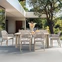 PURPLE LEAF 7 Pieces Patio Dining Set with Cushion and Wicker Arm Champagne