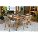 PURPLE LEAF 7 Pieces Patio Dining Set with Cushion and Wicker Back, Teak