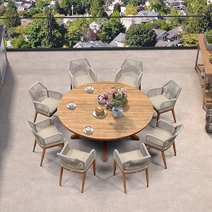 PURPLE LEAF Round Patio Dining Set 9