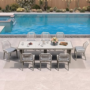 PURPLE LEAF Patio Dining Set 9 Pieces
