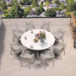 PURPLE LEAF Round Patio Dining Set 9