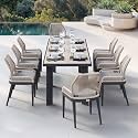 PURPLE LEAF Outdoor Dining Set 9 Pieces with Cushion, Beige and Dark Grey