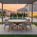 PURPLE LEAF Round Outdoor Dining Set 9 Pieces with Cushion, Champagne