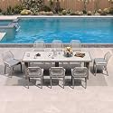 PURPLE LEAF Patio Dining Set 9 Pieces with Cushion and Backrest, Light Grey