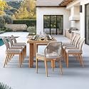 PURPLE LEAF 9 Pieces Patio Dining Set with Cushion and Backrest, Teak