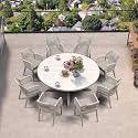 PURPLE LEAF Round Patio Dining Set 9 Pieces with Cushion and Arm, Champagne