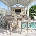 PURPLE LEAF Bar Height Stools Set of 4 with Arms, Back & Cushion, Champagne