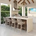 PURPLE LEAF Bar Height Stools Set of 4, Khaki Sunbrella Cushion, Champagne
