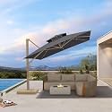 PURPLE LEAF Cantilever Umbrella 10 FT Double Top Canopy UV Protection Gray