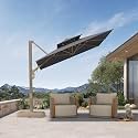 PURPLE LEAF Cantilever Umbrella 8 FT Double-Vented Canopy Gray