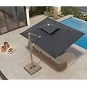 PURPLE LEAF Cantilever Umbrella 9'x12' Rectangle Double Top Canopy Gray