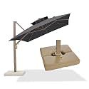 PURPLE LEAF Cantilever Umbrella With Base 9'x12' Rectangle Wind-Ready Gray