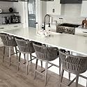 PURPLE LEAF Counter Height Bar Stools Set of 4 Ergonomic Back, Smoke Grey