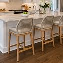 PURPLE LEAF Counter Height Bar Stools Set of 2, Khaki Cushion, Teak