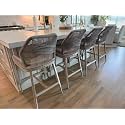 PURPLE LEAF Counter Height Bar Stools Set of 4, Khaki Cushion, Champagne