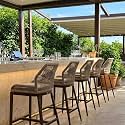 PURPLE LEAF Counter Height Bar Stools Set of 4, Taupe Cushion, Brown